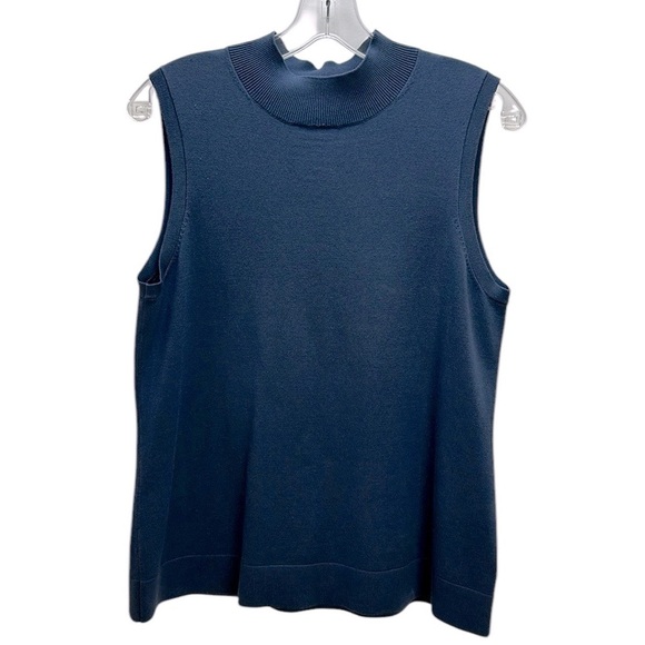 Pendleton Blue Silk Nylon Cotton Blend Sleeveless Mock Neck Sweater Shell M - Picture 1 of 13